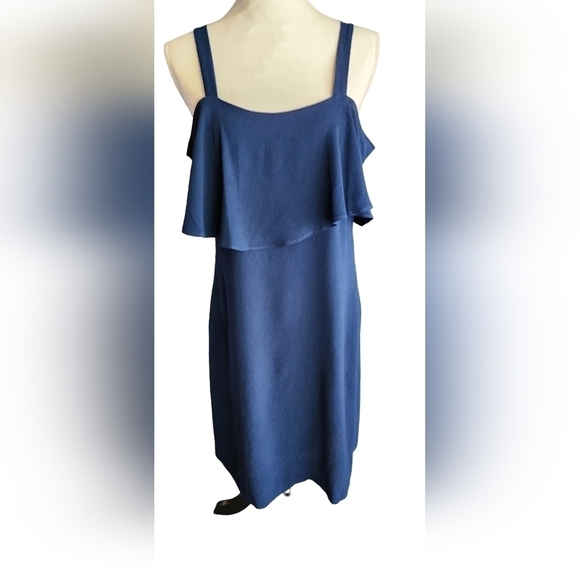 Signature Robbie Bee Cold Shoulder Midi Dress Women's 6 Navy Blue - Picture 5 of 13